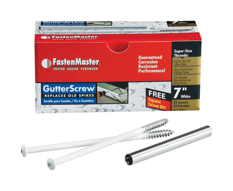 FASTENMASTER - FastenMaster No. 3 X 7 in. L Square Round Head Gutter Screws 1 pk [FMGUT007-25W]