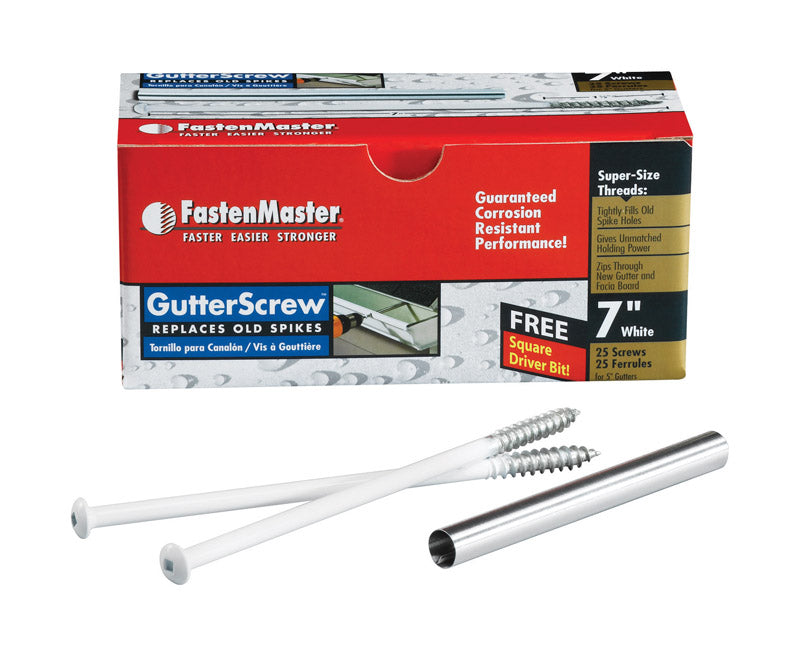 FASTENMASTER - FastenMaster No. 3 X 7 in. L Square Round Head Gutter Screws 1 pk [FMGUT007-25BR]