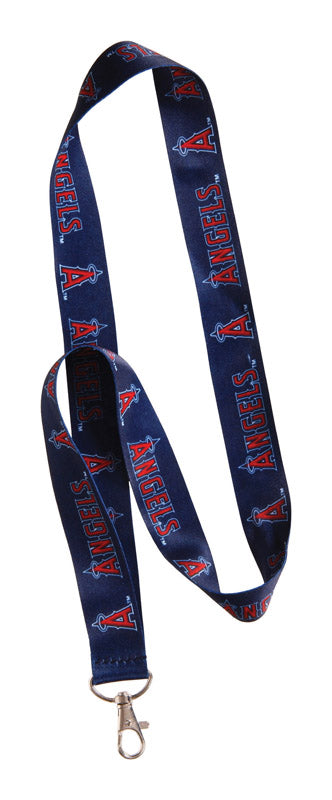 HILLMAN - Hillman MLB Los Angeles Angels Polyester Blue/Red Coined-Edge Split Ring Lanyard - Case of 6