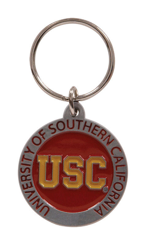 HILLMAN - Hillman NCAA University of Southern California Nickel-Plated Steel Silver Round Key Ring - Case of 3