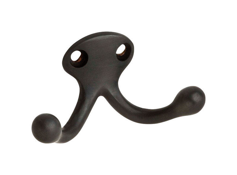 IVES - Ives Small Oil Rubbed Bronze Brass 1-3/16 in. L Double Garment Hook 35 lb 1 pk