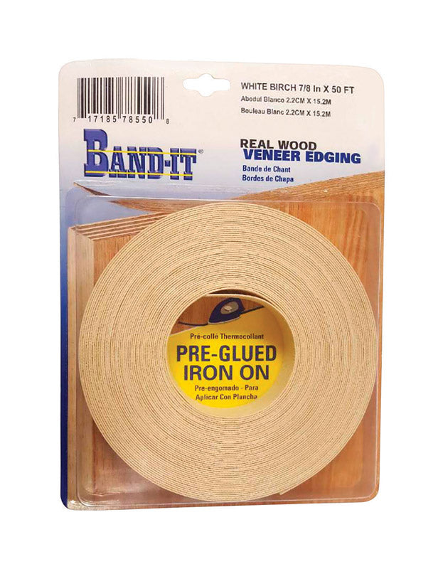 BAND-IT - Band-It .030 in. X 7/8 in. W X 50 ft. L White Birch Real Wood Veneer Edging #2/BTR Premium Grade