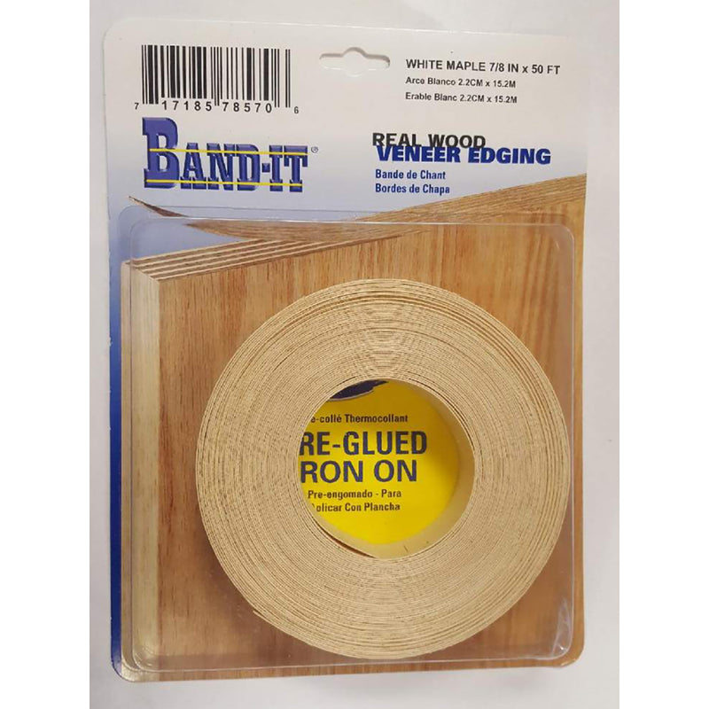 BAND-IT - Band-It .030 in. X 7/8 in. W X 50 ft. L White Maple Real Wood Veneer Edging #2/BTR Premium Grade