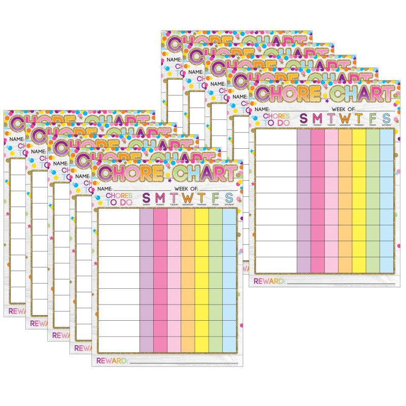 ASHLEY PRODUCTIONS - Smart Poly® PosterMat Pals™ Space Savers, 13" x 9-1/2", Chores Confetti Style, Pack of 10