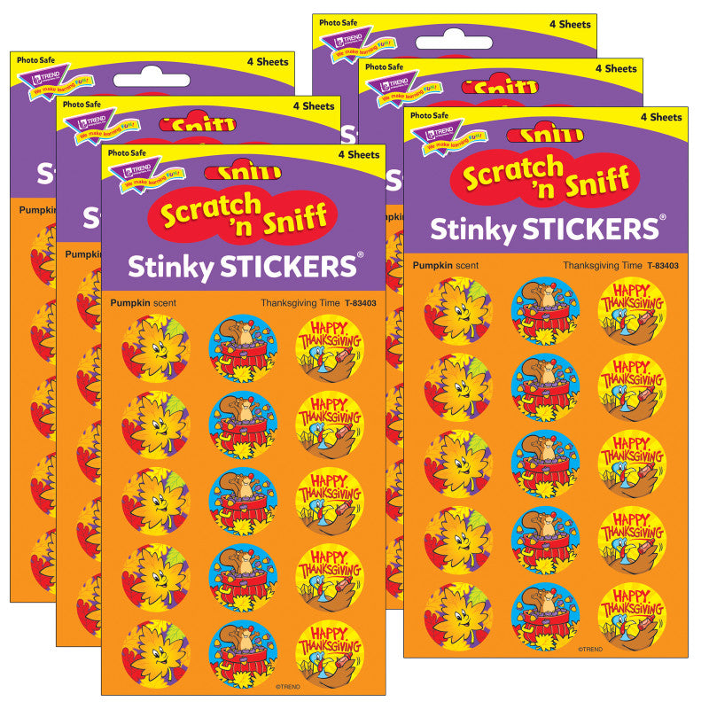 TREND - Thanksgiving Time/Pumpkin Stinky Stickers®, 60 Per Pack, 6 Packs