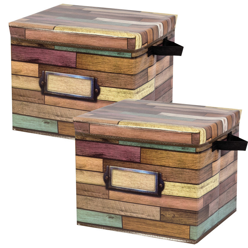 TEACHER CREATED RESOURCES - Reclaimed Wood Design Storage Box, Pack of 2