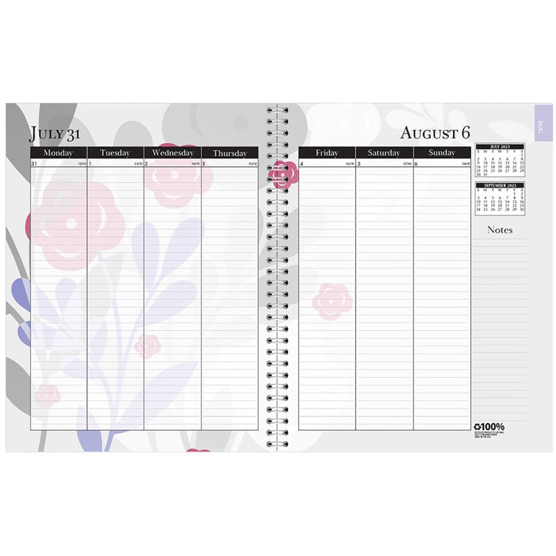 HOUSE OF DOOLITTLE - Monthly and Weekly Academic Calendar Planner, Wild Flower, July-August, 7" x 9"