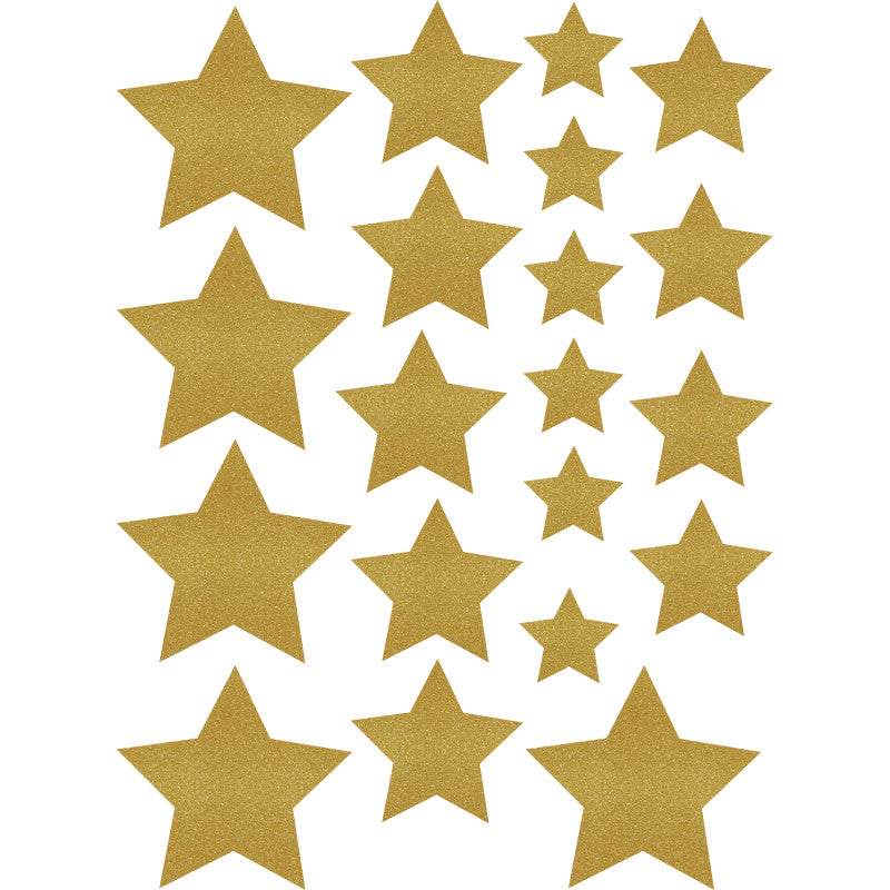 TEACHER CREATED RESOURCES - Gold Shimmer Stars Accents, Assorted Sizes, 60 Per Pack, 3 Packs