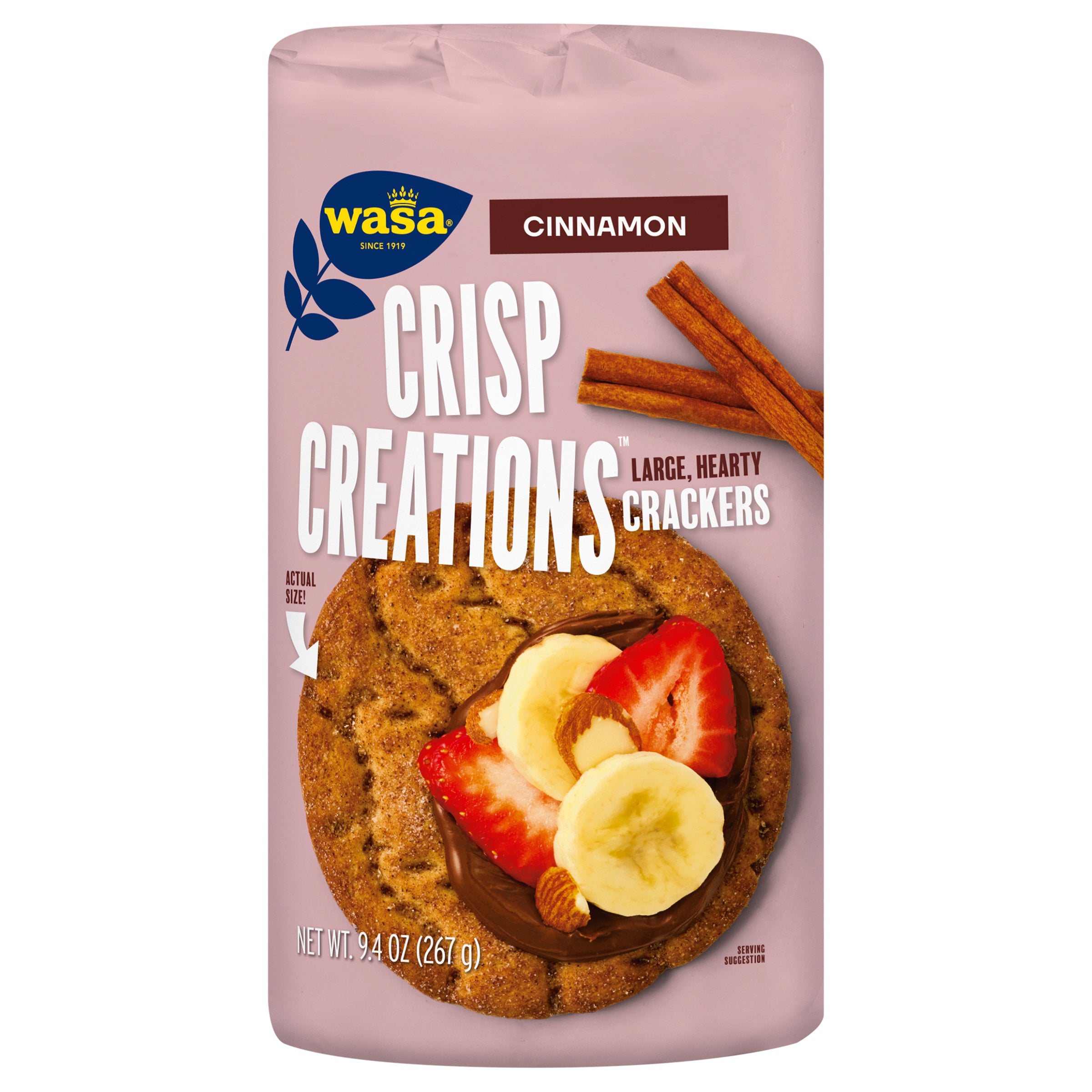 Wasa Crisp Creations Cinnamon Large Crackers 9.4 oz - Case of 8