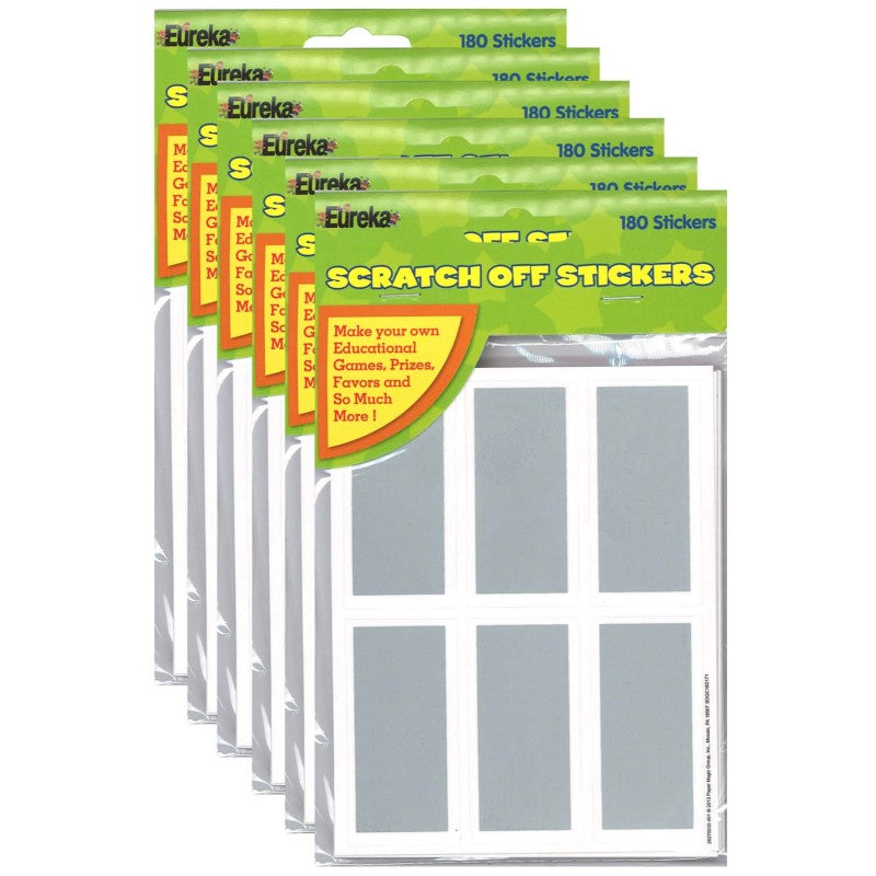 EUREKA - Rectangles Scratch Off Stickers, 180 Per Pack, 6 Packs