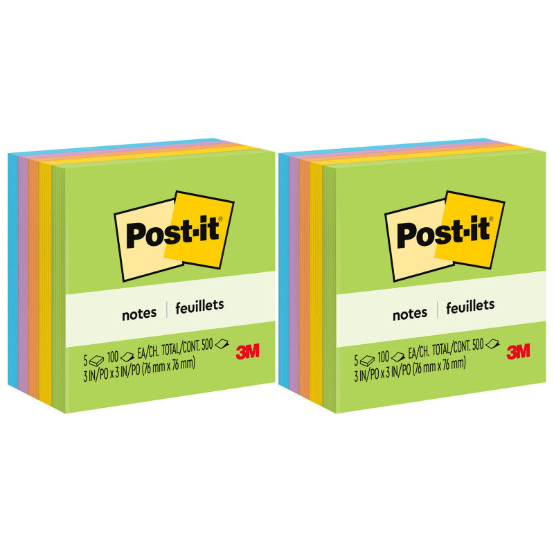 POST-IT - Notes, 3 in x 3 in, Floral Fantasy Collection, 100 Sheets/Pad, 5 Pads/Pack, 2 Packs