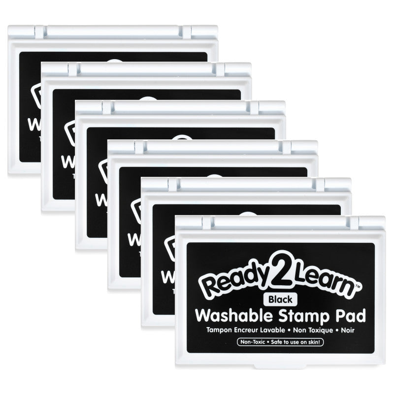 READY 2 LEARN - Washable Stamp Pad - Black - Pack of 6