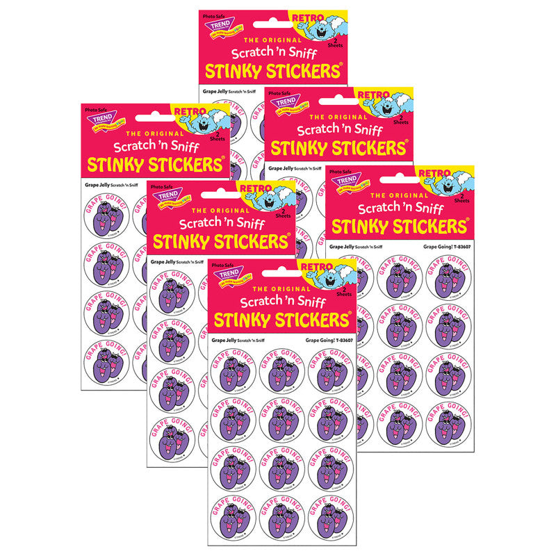 TREND - Grape Going!/Grape Jelly Scented Stickers, 24 Per Pack, 6 Packs