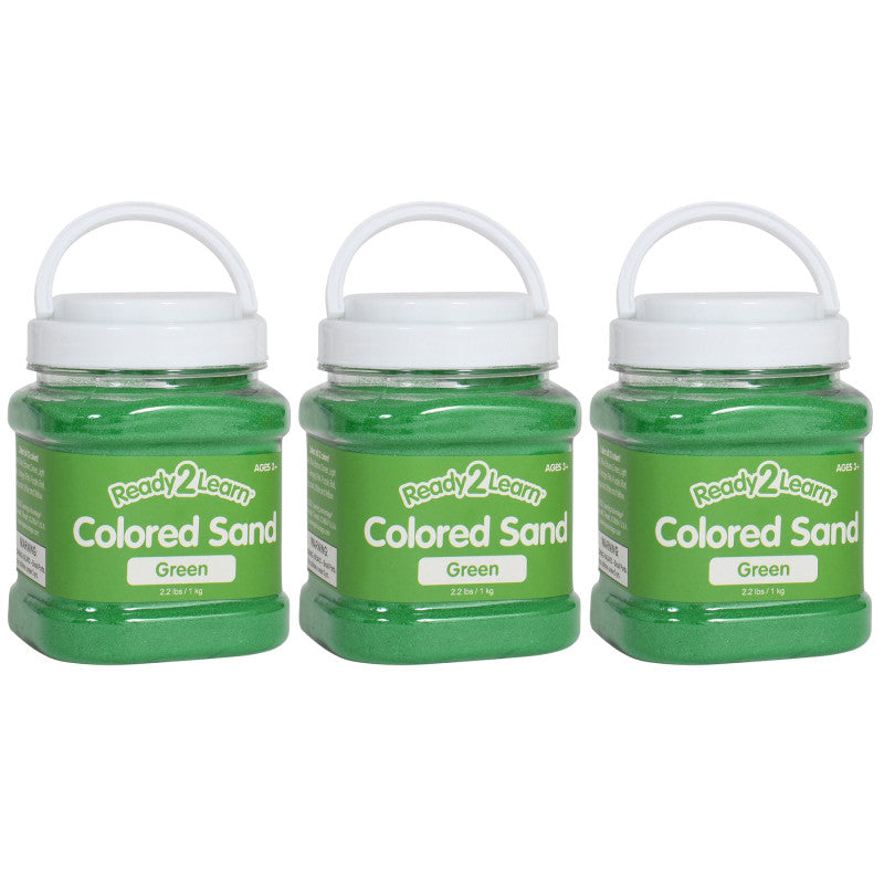 READY 2 LEARN - Colored Sand - Green - 2.2 lb. Jar - Pack of 3
