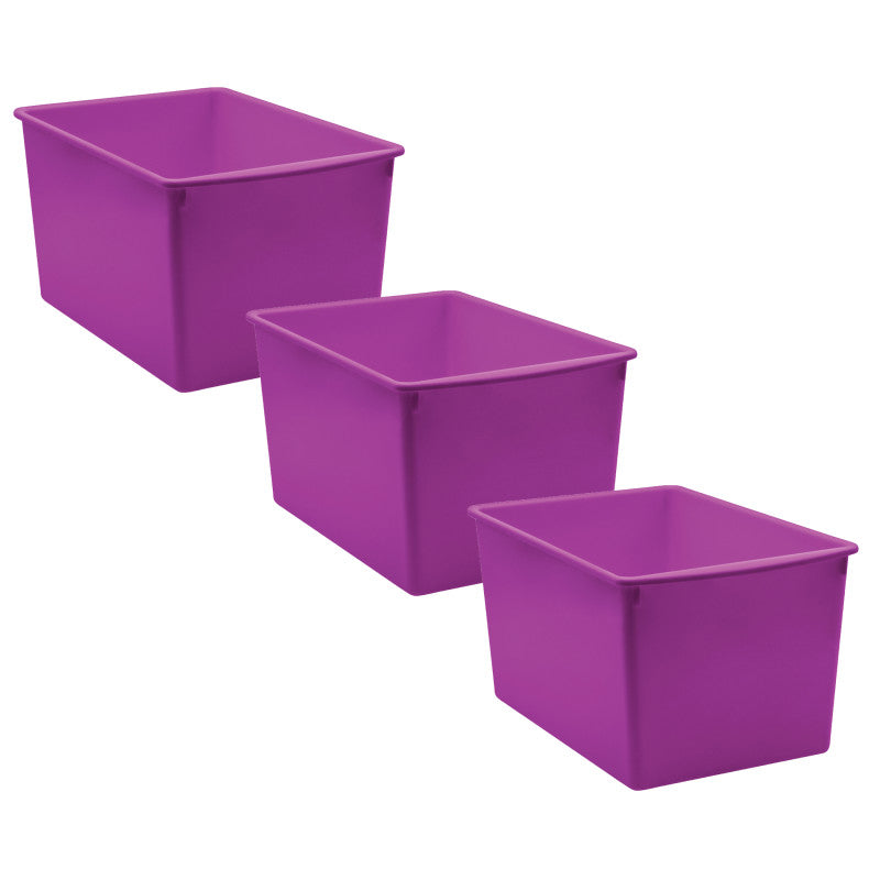 TEACHER CREATED RESOURCES - Purple Plastic Multi-Purpose Bin, Pack of 3