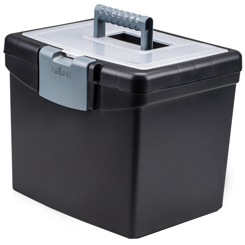 STOREX - Portable File Box with XL Storage Lid, Black