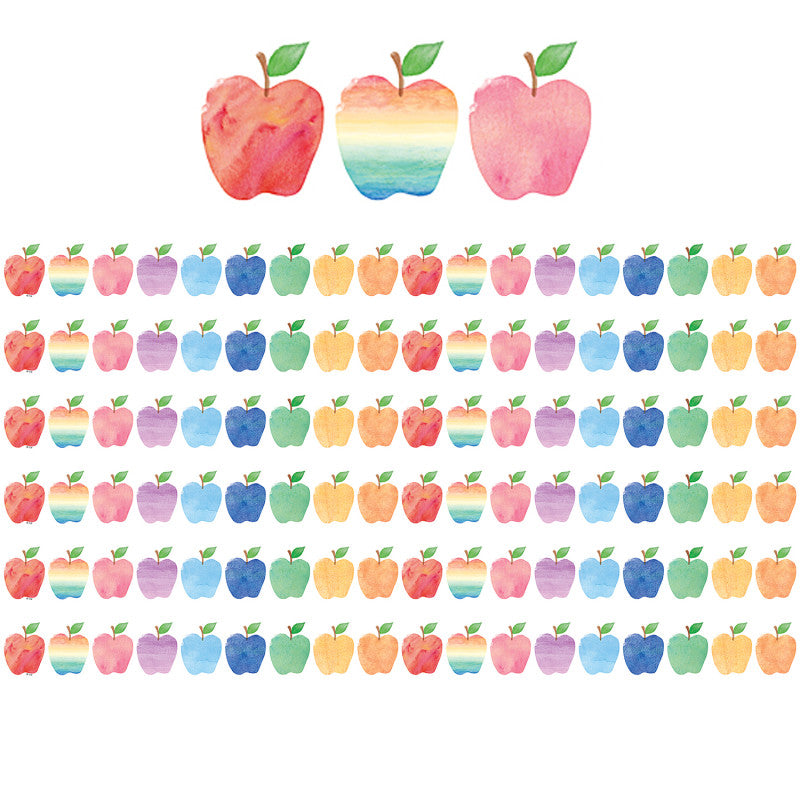 TEACHER CREATED RESOURCES - Watercolor Apples Die-Cut Border Trim, 35 Per Pack, 6 Packs