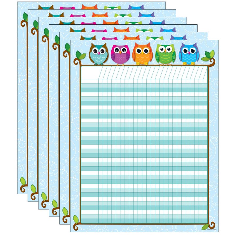 CARSON DELLOSA EDUCATION - Colorful Owls Incentive Chart, Pack of 6