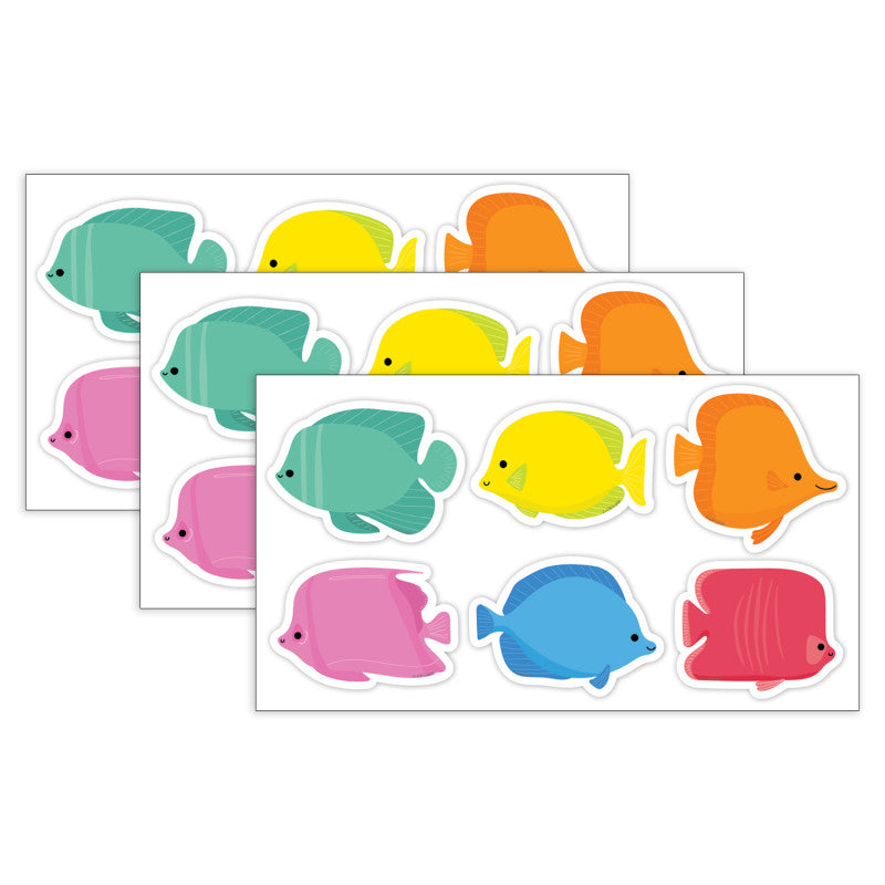 Sea Friends School of Fish 3" Designer Cut-Outs, 36 Per Pack, 3 Packs