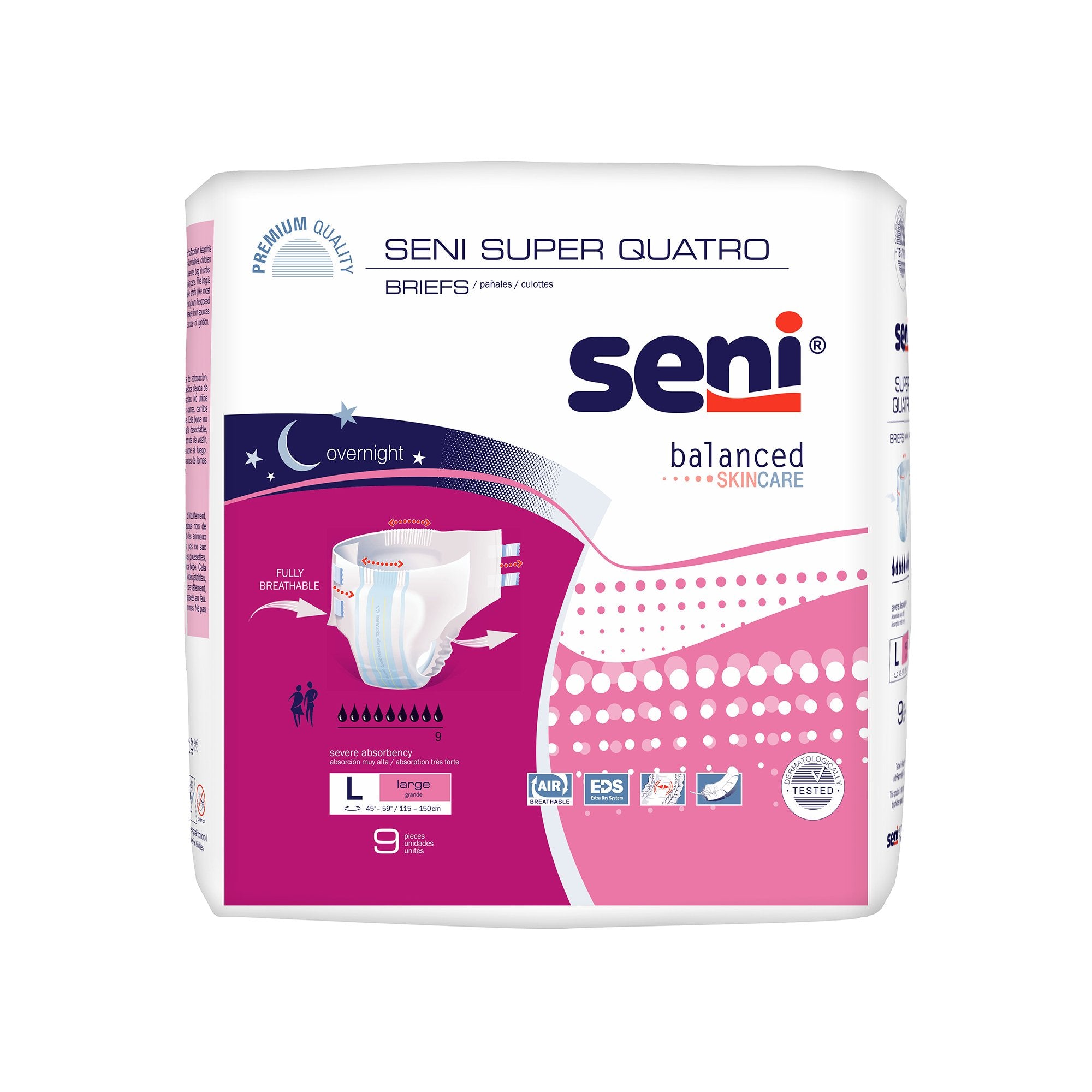TZMO USA Inc - Unisex Adult Incontinence Brief Seni® Super Quatro Large Disposable Heavy Absorbency [9/PK]
