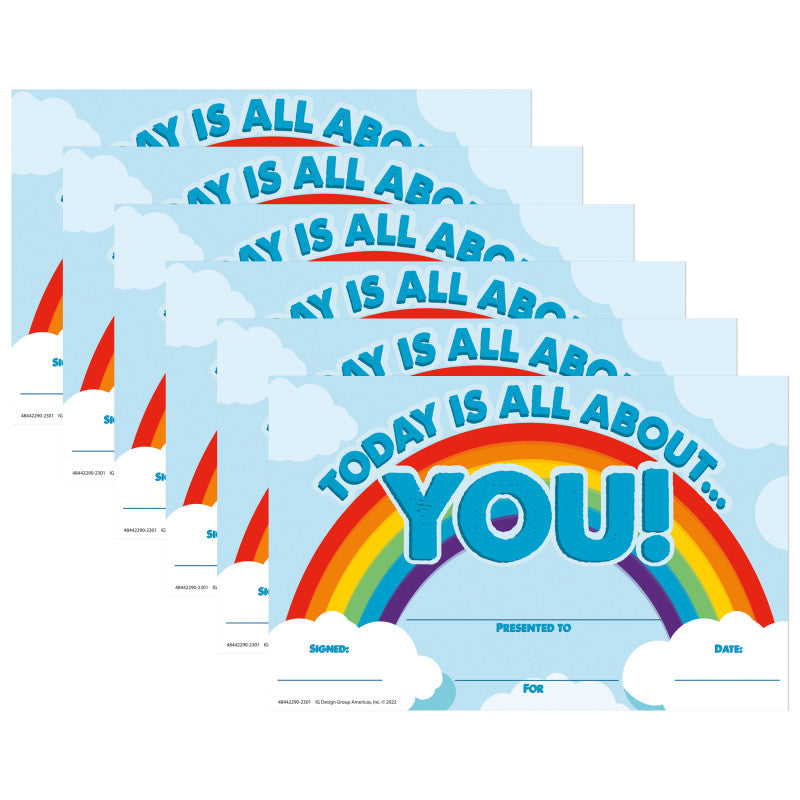 EUREKA - Today Is All About You Recognition Award, 36 Per Pack, 6 Packs