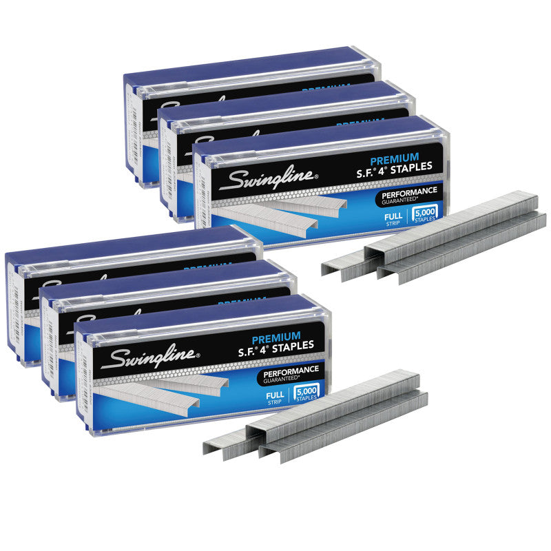 SWINGLINE - S.F.® 4® Premium Staples, 1/4" Length, 210 Per Strip, 5000 Per Box, 6 Boxes