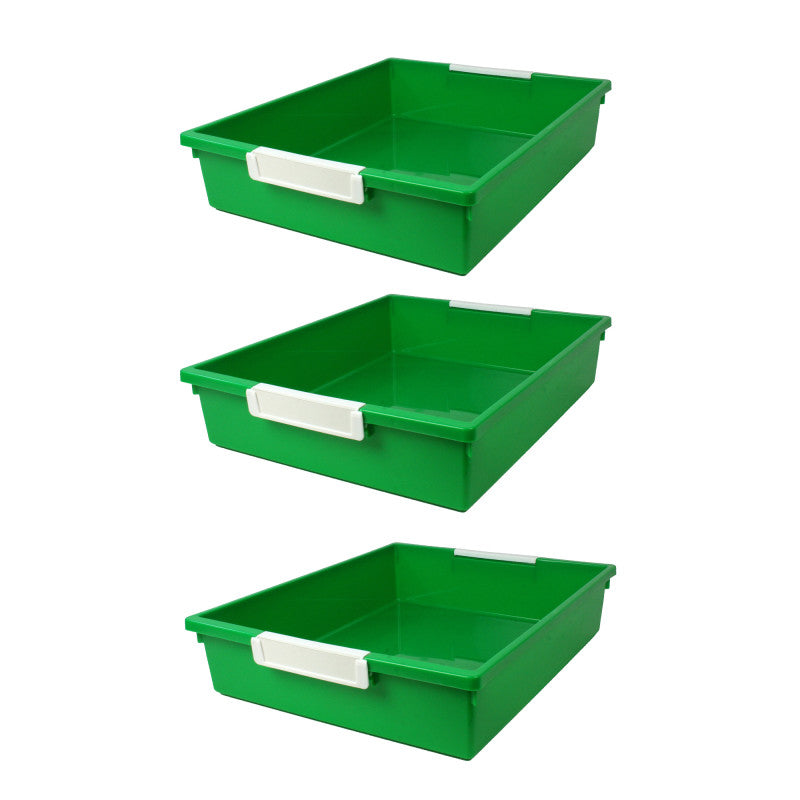 ROMANOFF - Tattle® Tray with Label Holder, 6 QT, Green, Pack of 3