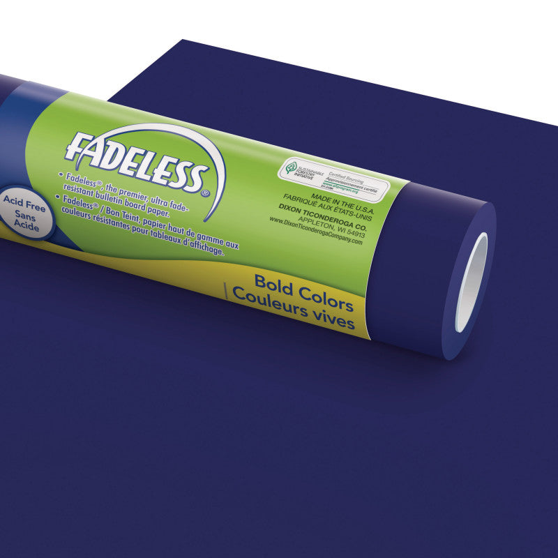 FADELESS - Bulletin Board Art Paper, Rich Blue, 48" x 12', 4 Rolls