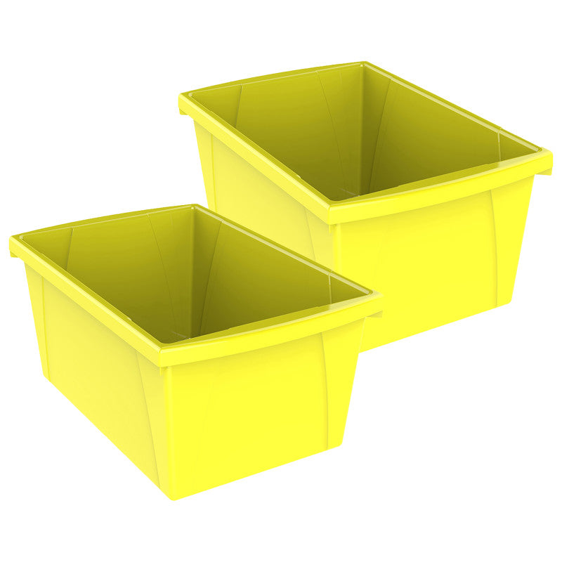 STOREX - Medium Classroom Storage Bin, Yellow, Pack of 2