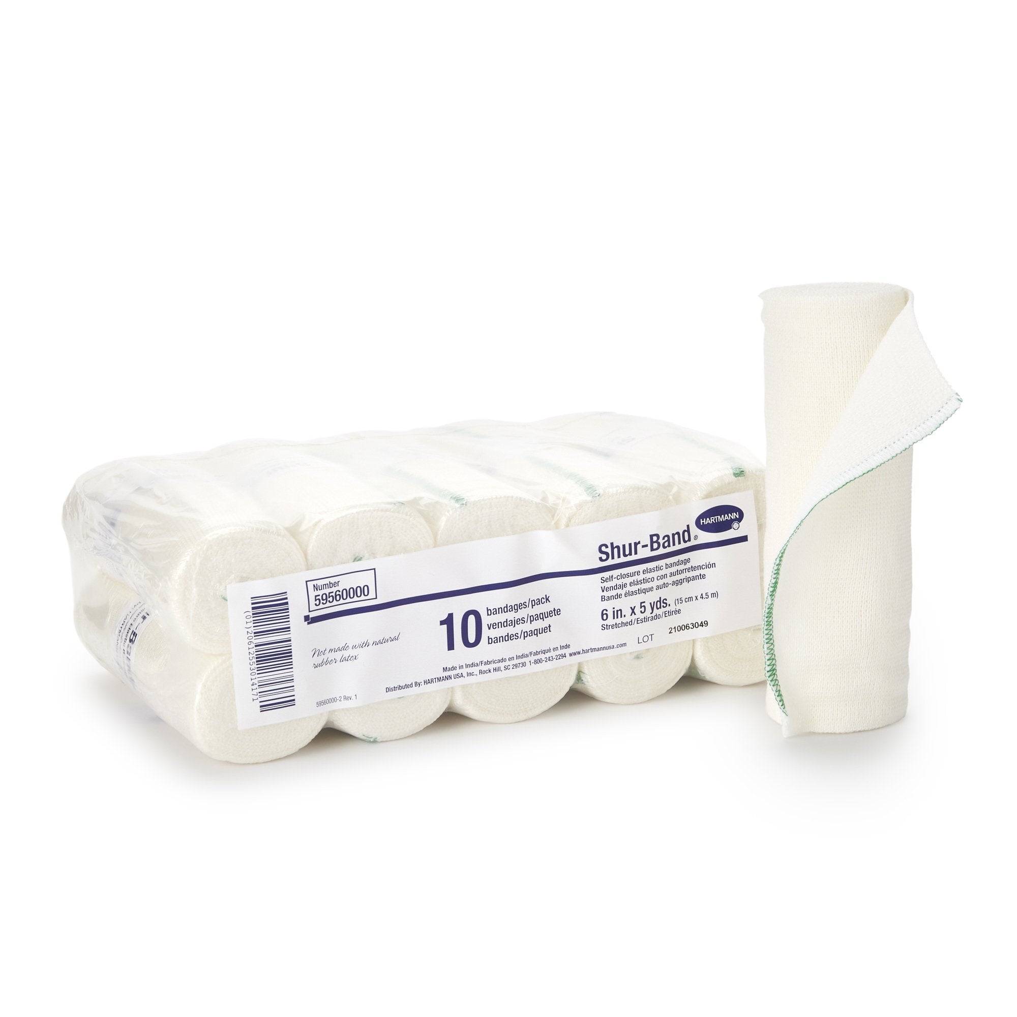 Hartmann - Elastic Bandage Shur-Band® LF 6 Inch X 5 Yard Single Hook and Loop Closure Natural NonSterile Standard Compression [10/PK]