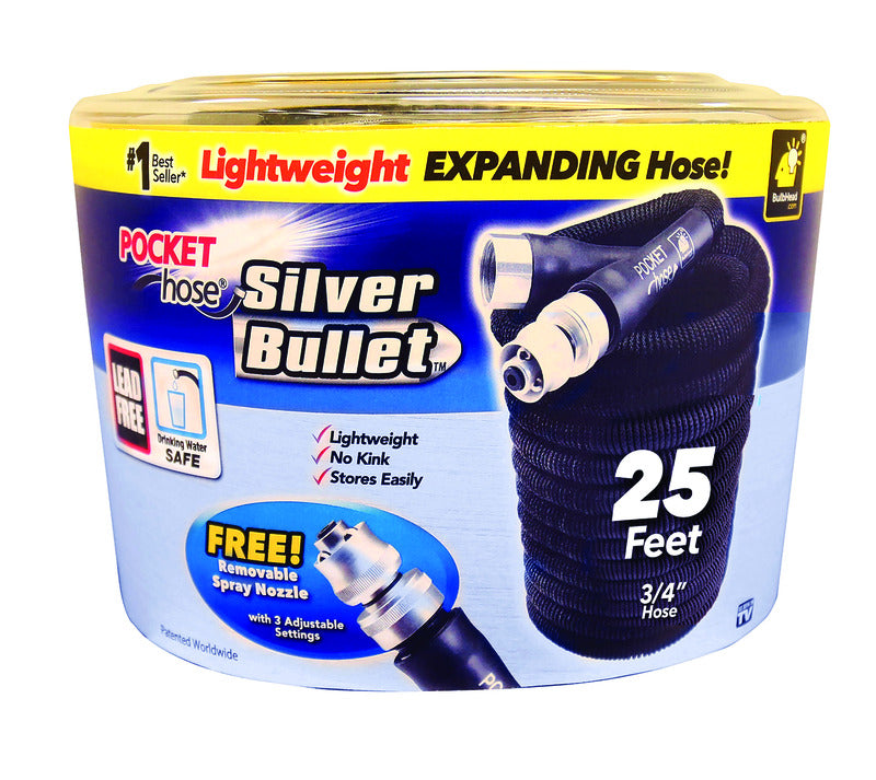 POCKET HOSE - Pocket Hose Silver Bullet 3/4 in. D X 25 ft. L Expandable Lightweight Garden Hose