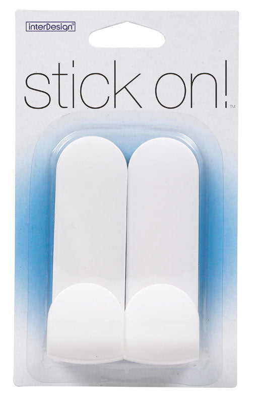 IDESIGN - iDesign 4 in. L White Plastic Small and Medium Stick On! Tall Hook 2 pk