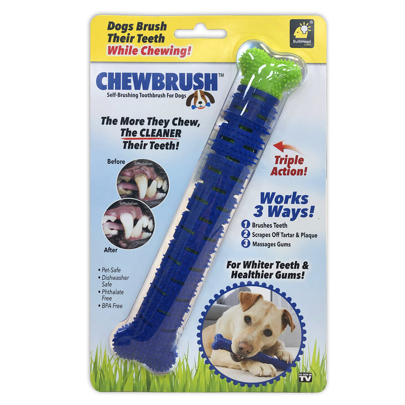 CHEW BRUSH - Bulbhead Chew Brush Blue Dog Self Brushing Toothbrush 1 pk