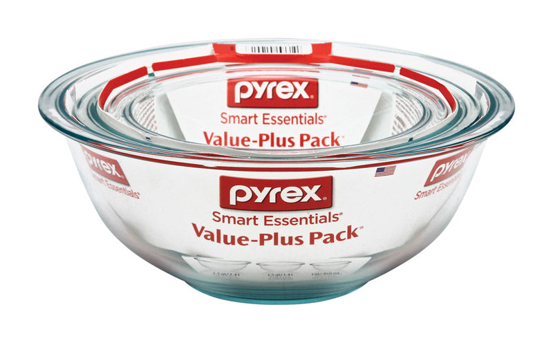 PYREX - Pyrex Smart Essentials 3 pk Glass Clear Mixing Bowl Set 3 pc - Case of 2