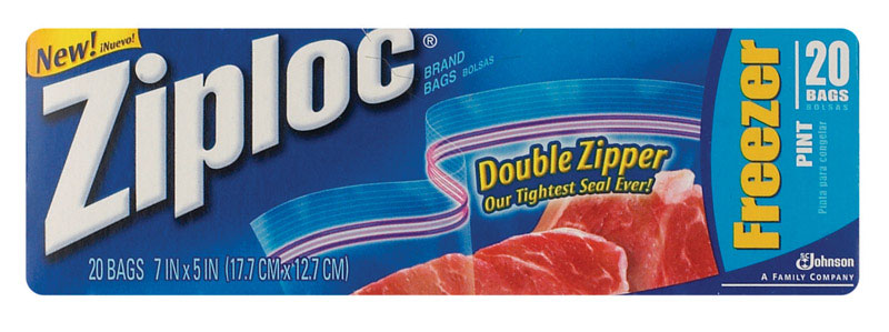 ZIPLOC - Ziploc Clear Double Zipper Freezer Bag 20 pk - Case of 12