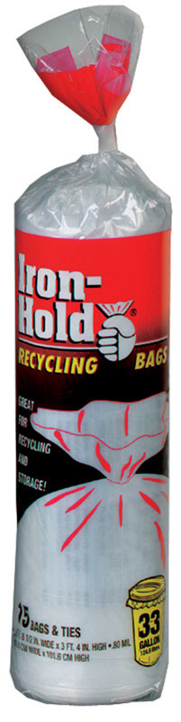 IRON-HOLD - Iron-Hold 33 gal Kitchen Trash Bags Twist Tie 15 pk 0.8 mil - Case of 12