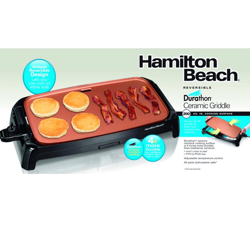 HAMILTON BEACH - Hamilton Beach 26.5 in. L X 10.7 in. W Ceramic Nonstick Surface Copper/Black Reversible Griddle