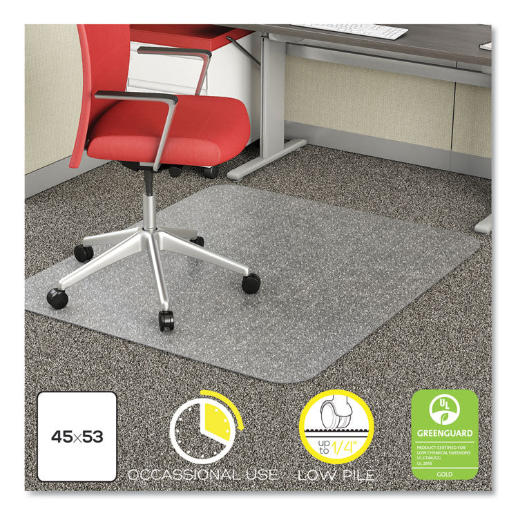 deflecto - EconoMat Occasional Use Chair Mat for Low Pile Carpet, 45 x 53, Rectangular, Clear