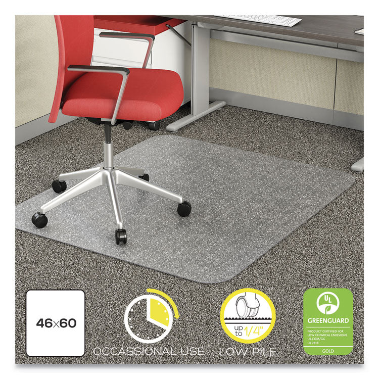 deflecto - EconoMat Occasional Use Chair Mat, Low Pile Carpet, Roll, 46 x 60, Rectangle, Clear