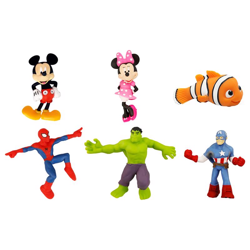 DISNEY AND MARVEL - Disney and Marvel Stretchable Characters Rubber Assorted 6 pc - Case of 24