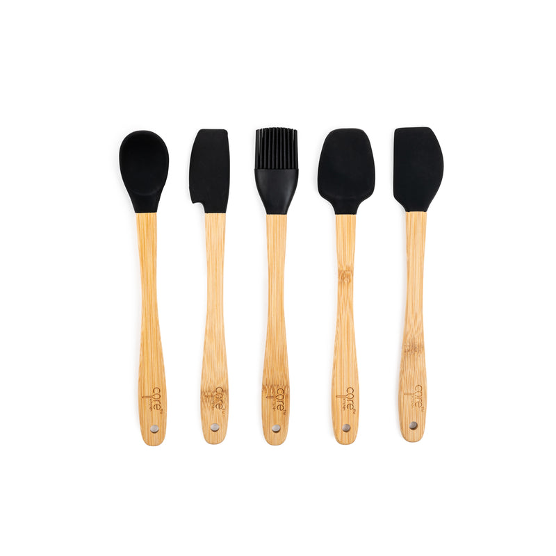 CORE KITCHEN - Core Kitchen Beige/Onyx Bamboo/Silicone Mini Utensil Set