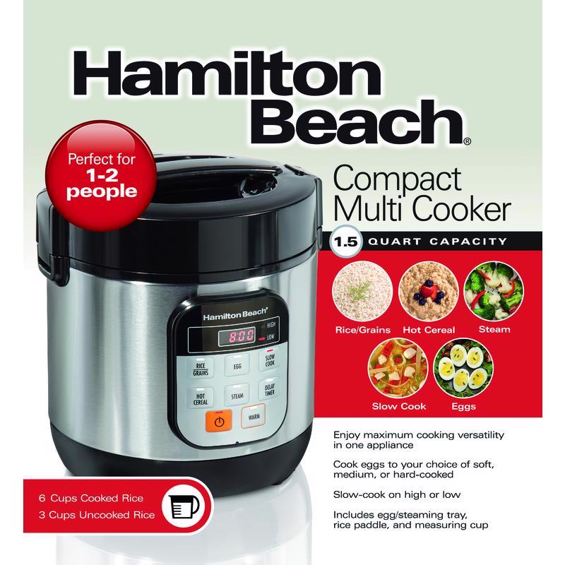 HAMILTON BEACH - Hamilton Beach 1.5 qt Silver Stainless Steel Programmable Multi-Cooker