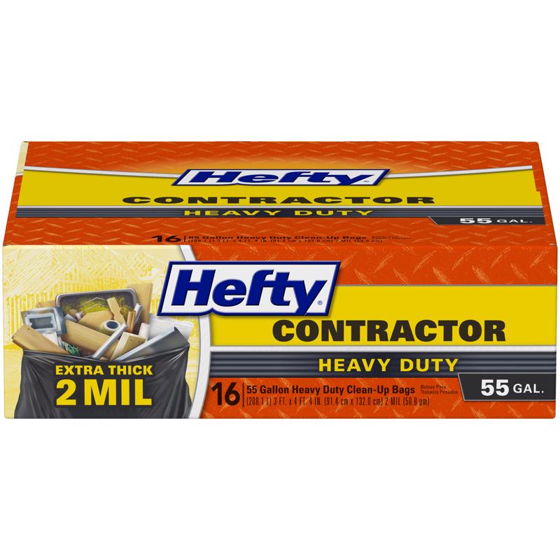 HEFTY - Hefty 55 gal Contractor Bags Twist Tie 16 pk 2 mil