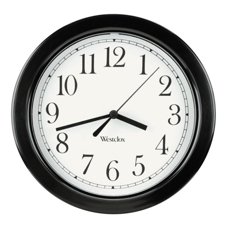 WESTCLOX - Westclox 8-1/2 in. L X 8-1/2 in. W Indoor Analog Wall Clock Plastic Black/White - Case of 6