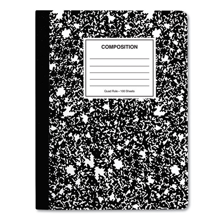 Universal - Quad Rule Composition Book, Quadrille Rule, Black Marble Cover, 9.75 x 7.5, 100 Sheets, 6/Pack