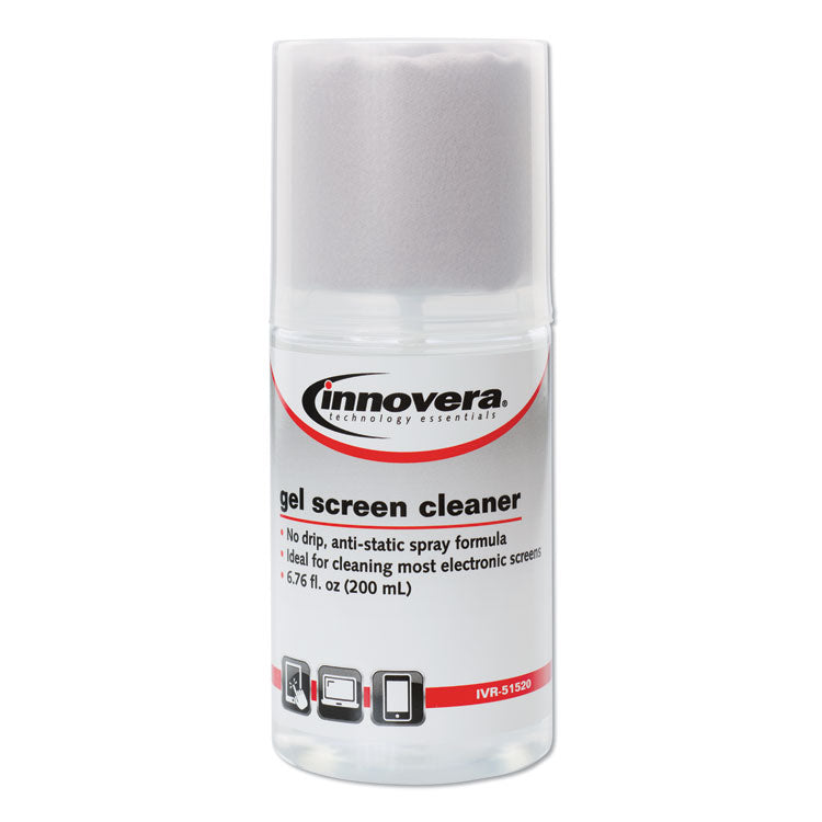 Innovera - Anti-Static Gel Screen Cleaner, with Gray Microfiber Cloth, 4 oz Spray Bottle