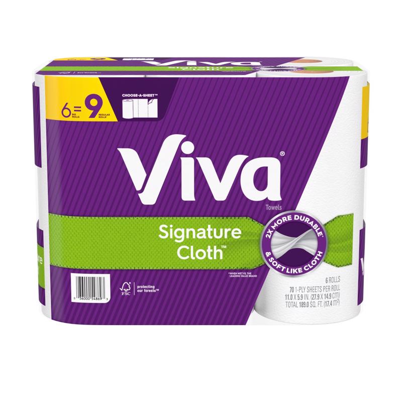 VIVA - Viva Signature Cloth Paper Towels 70 sheet 1 ply 6 pk - Case of 4