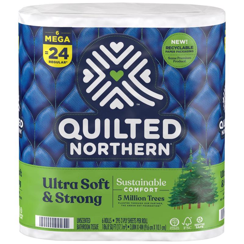 QUILTED NORTHERN - Quilted Northern Ultra Soft & Strong Toilet Paper 6 Rolls 328 sheet 207.73 sq ft - Case of 6
