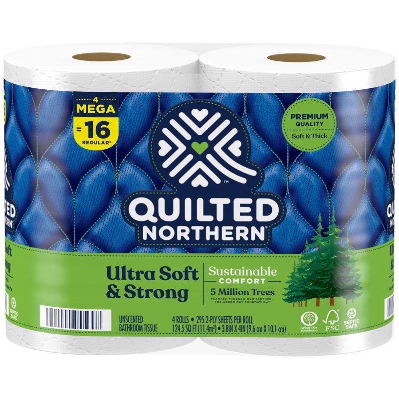 QUILTED NORTHERN - Quilted Northern Ultra Soft & Strong Toilet Paper 4 Rolls 328 sheet 138.49 sq ft - Case of 12