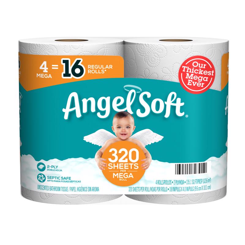 ANGEL SOFT - Angel Soft Toilet Paper 4 Rolls 320 sheet 405.33 sq ft - Case of 12